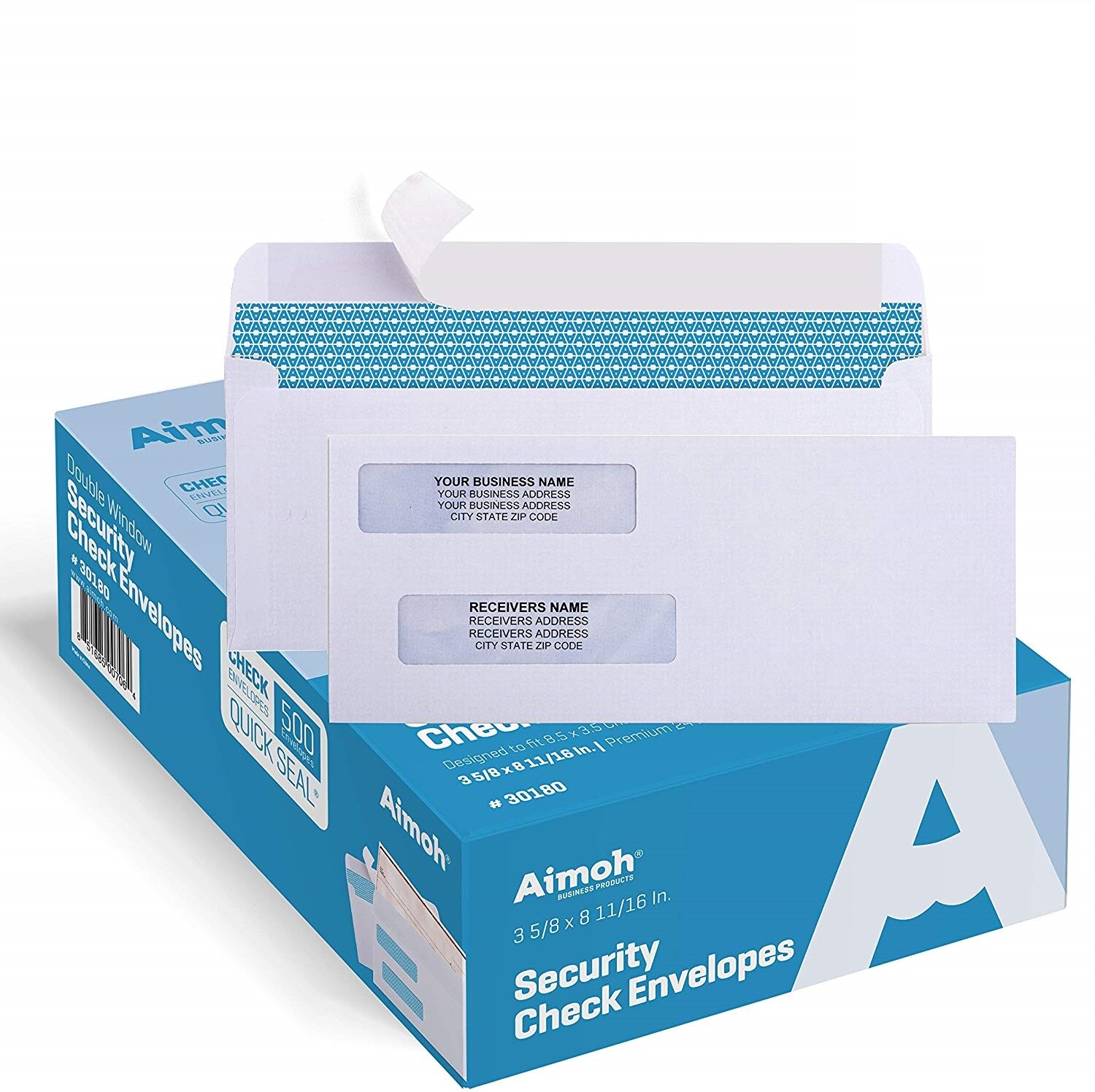 #8 Double Window Self Seal Security Envelopes – Security Tinted (30180)