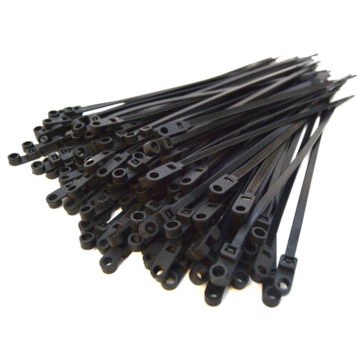 6″ 8″ 12″ INCH BLACK ZIP TIES W/ MOUNTING SCREW NAIL HOLE NYLON CABLE BULK LOT