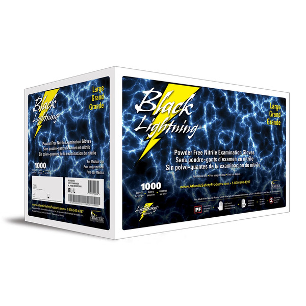 Black Lightning 6 mil Disposable Powder-Free Nitrile Exam Gloves – Black, 1000
