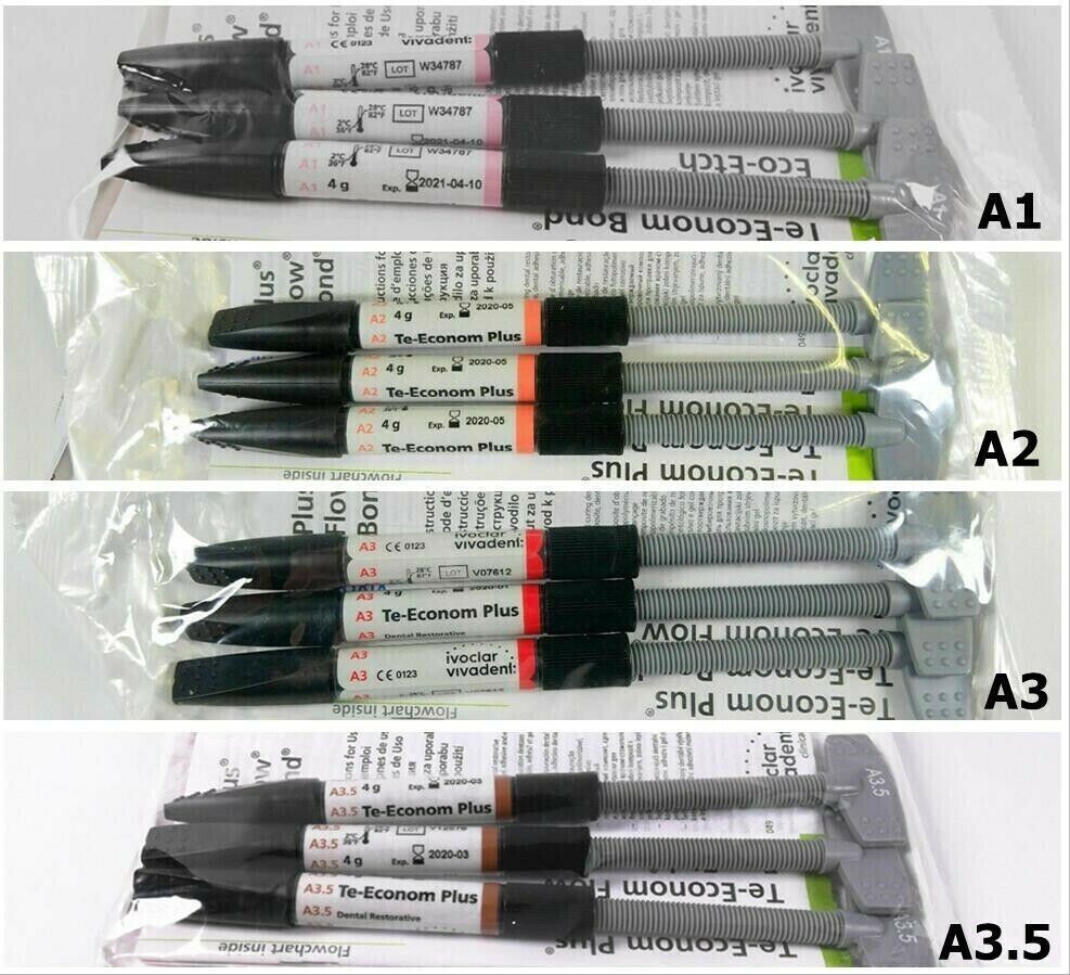 3 Syringes/Set Ivoclar Vivadent Dental Light Cure Composite TE-Econom Plus Resin