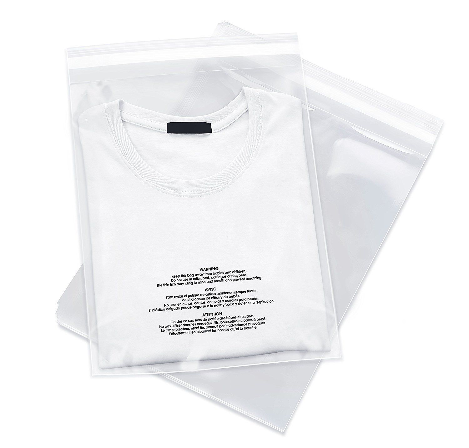 2000 10×13 Poly Bags Resealable Suffocation Warning Clear Merchandise 1.5 mil