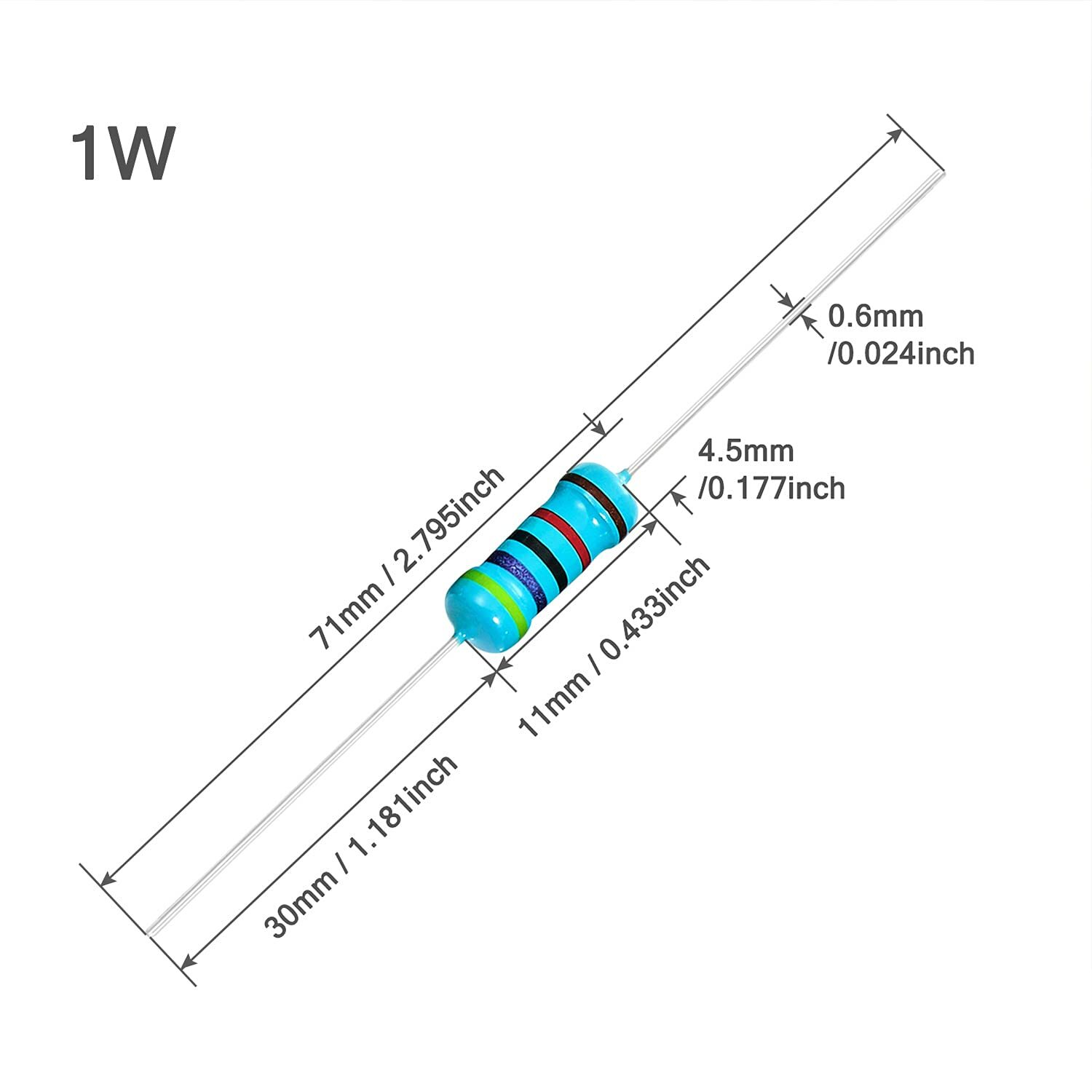 10 Pieces 1 Watt 1% metal film resistors Over 200 Various Value YOU CHOOSE
