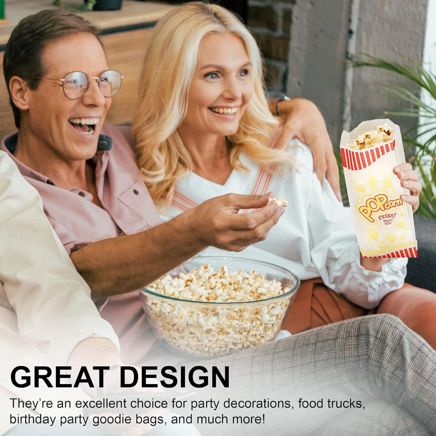 MT Products 1 oz Small Carnival Paper Popcorn Bags 8″ x 3.5″ – Pack of 100