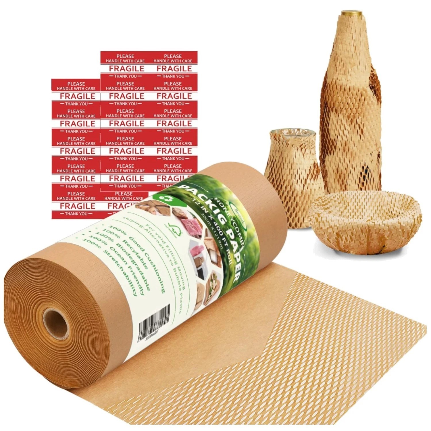 Recyclable Honeycomb Cushioning Wrap, 12 Inch x 400ft