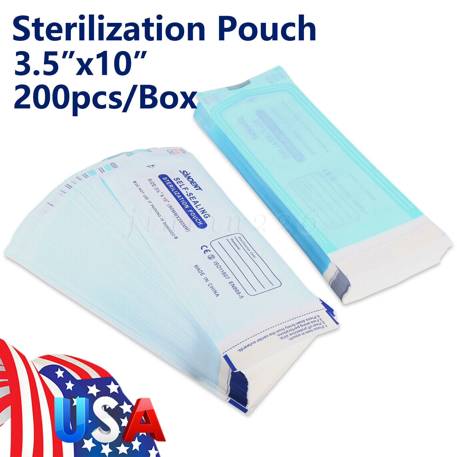 3.5″ X 10″ Self Sterilization Pouches Autoclave Pouch, Sterilizer Bags Dental US