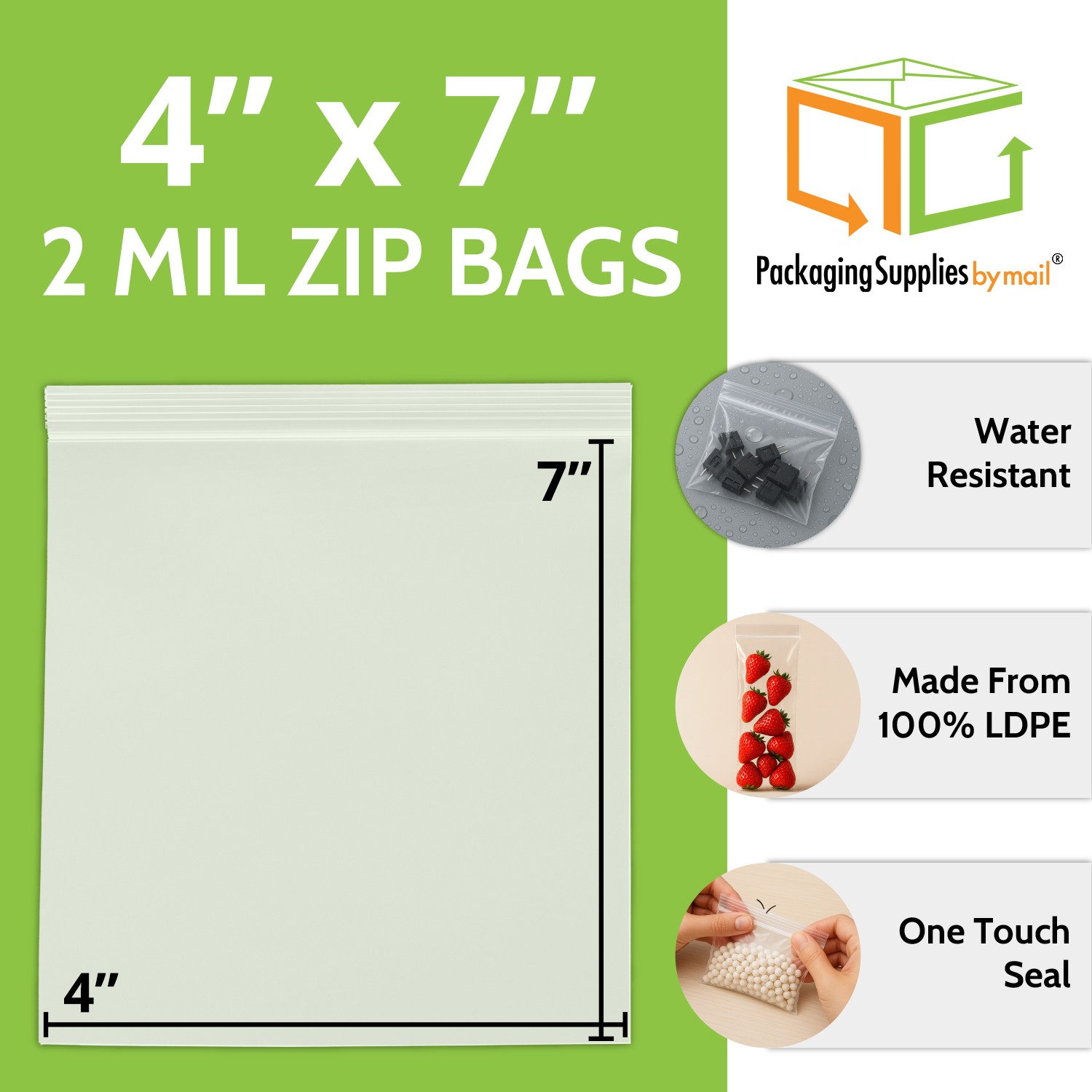 4000 Pcs 4″ x 7″ Zipper Bags Clear 2 Mil Reclosable Self Seal Packaging Polybag