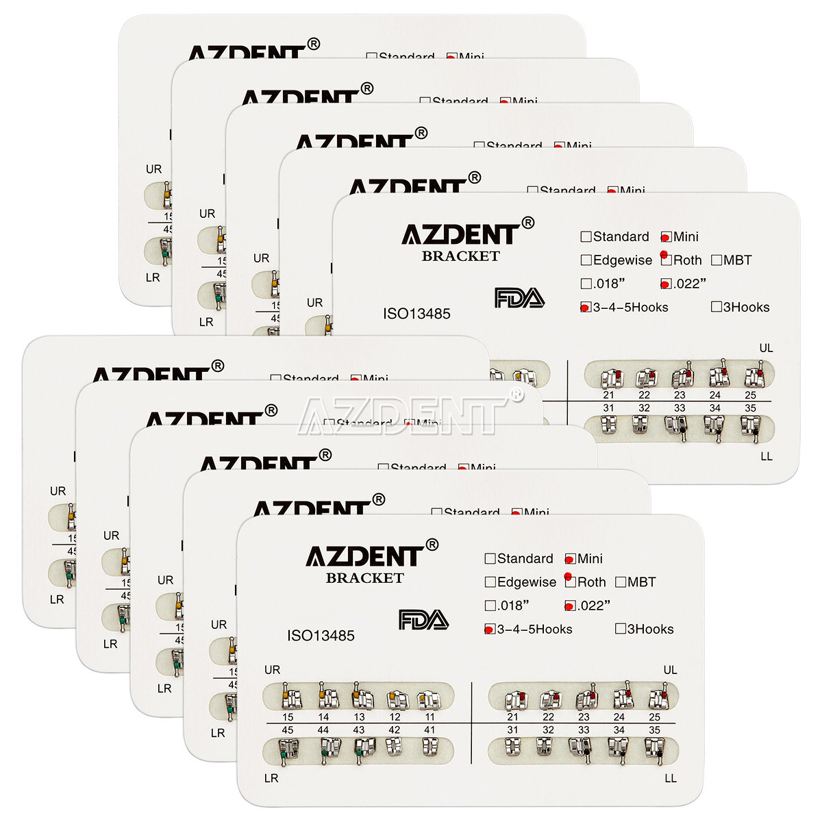 100 Packs Dental Orthodontic Metal Brackets Braces Mini Roth.022 Hooks 345
