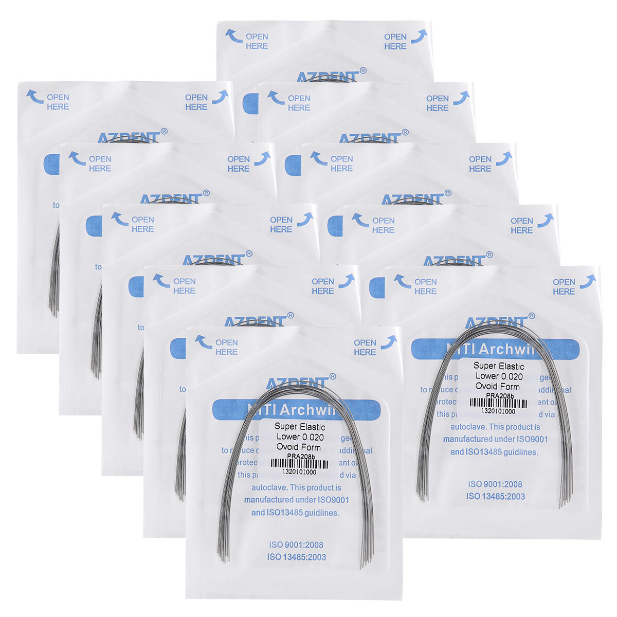 100X AZDENT Dental Ortho Arch Wires Super Elastic Niti Round 012~020 Upper&Lower