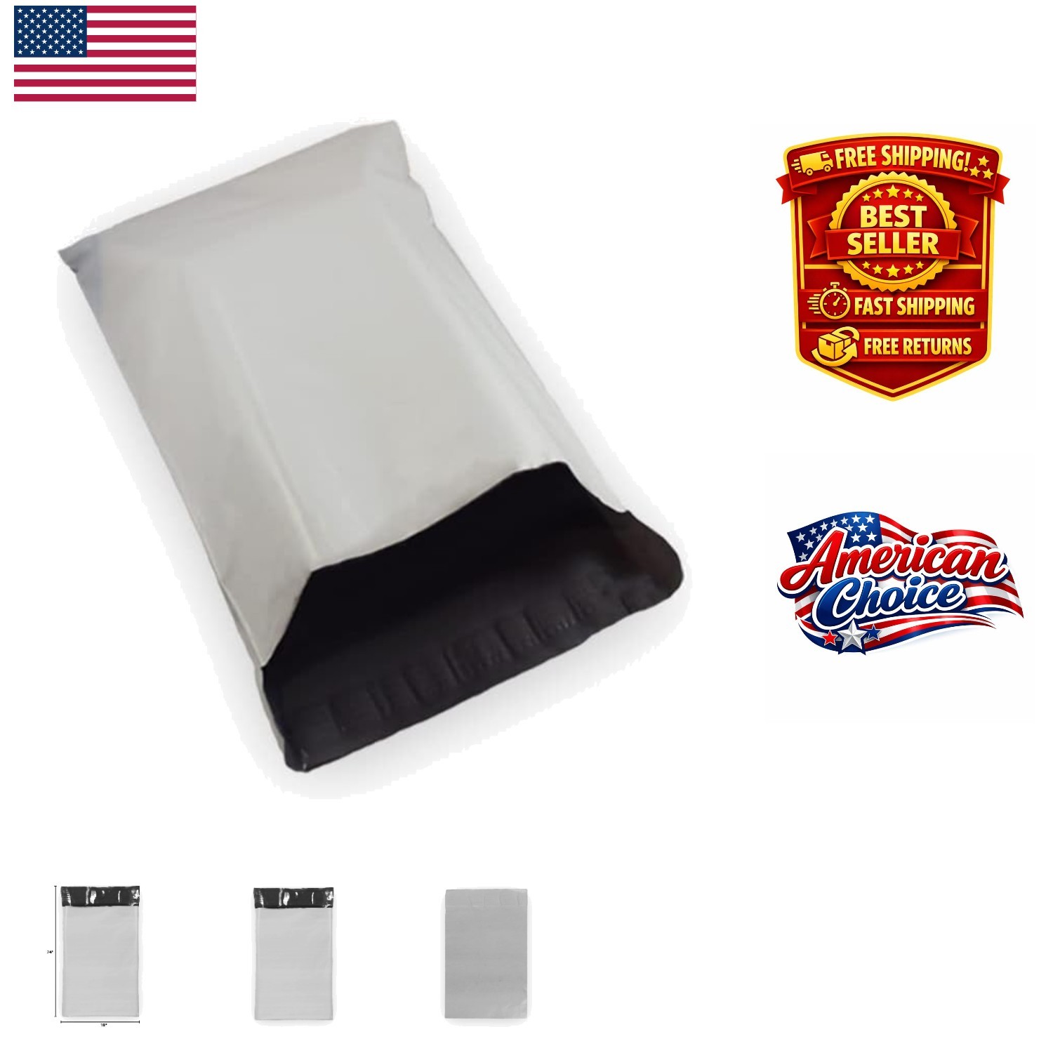 5 Pack Modern White Poly Mailers 19″ x 24″ – Reliable Self-Sealing Shipping Bags