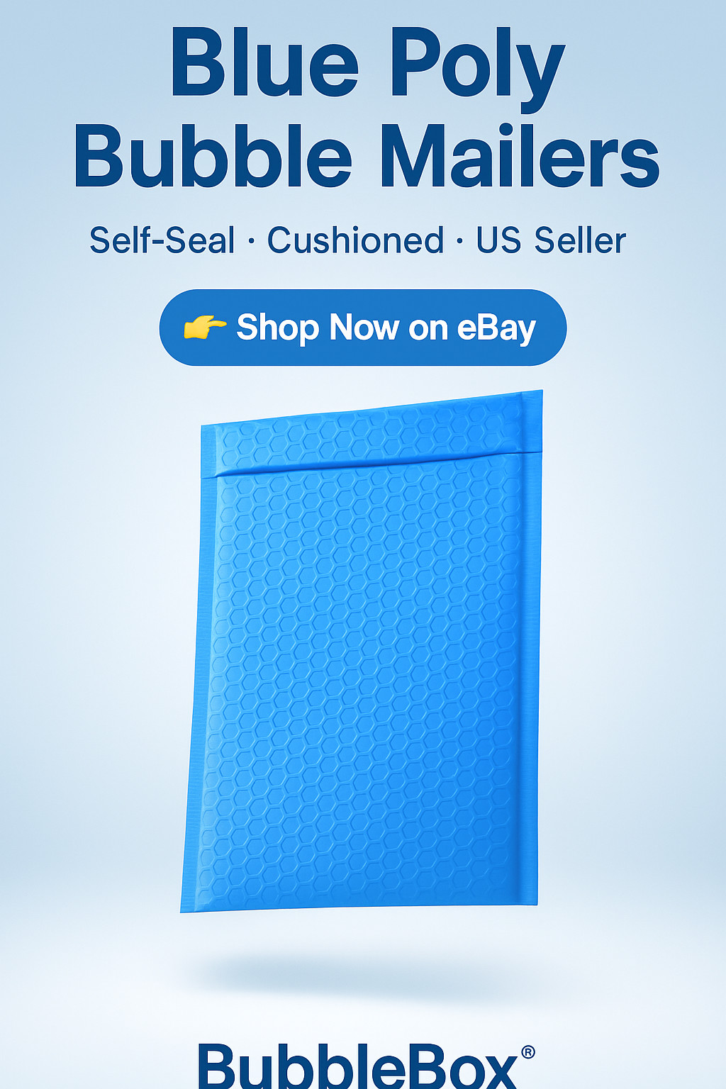 Blue Bubble Poly Mailers #000–#5 | Packs 50/100/200 | Self-Seal USPS