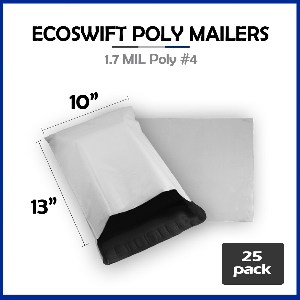 25 10×13 EcoSwift Poly Mailers Plastic Envelopes Shipping Mailing Bags 1.7MIL