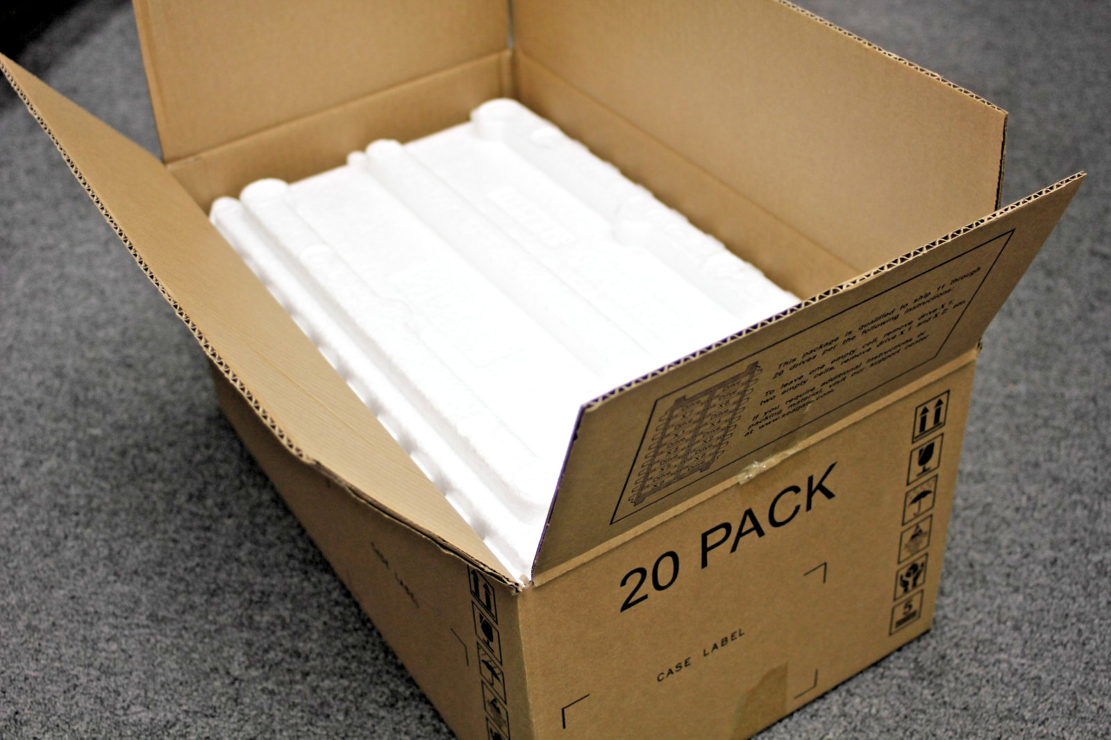3.5″ Hard Drive 20-Slot Shipping Foam Inserts | PE Polyethylene HDD Packing Box