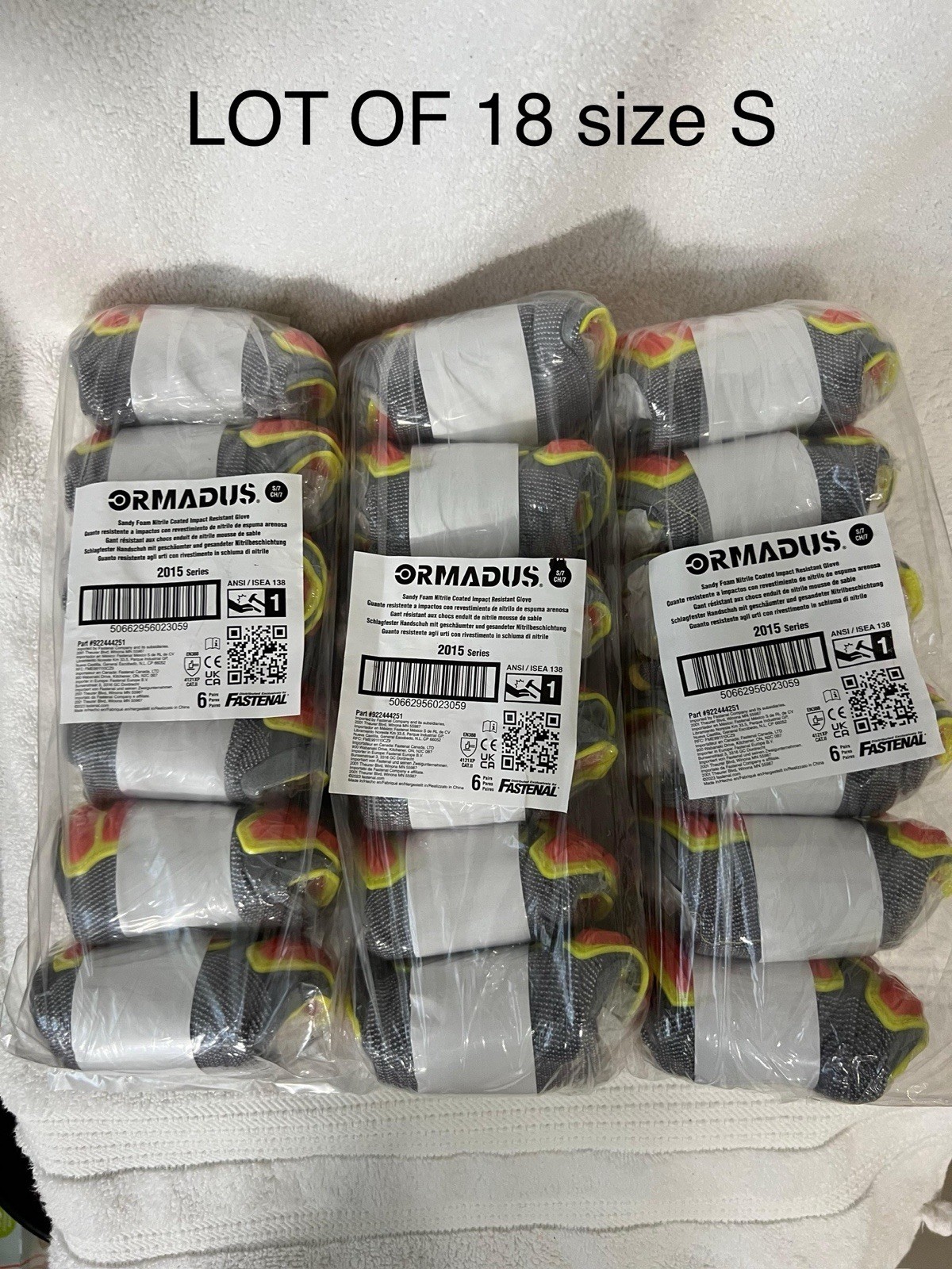 Lot 18 Pairs Impact Resistant Mechanic Work Gloves Nitrile Coat Ormadus SMALL 7