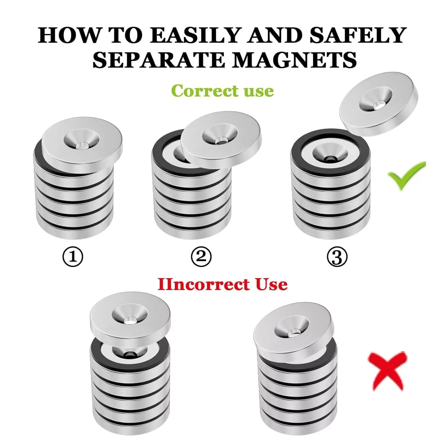 10 25 50 N52 Strong Countersunk Ring Magnets 1″ x1/8 ” Hole Rare Earth Neodymium