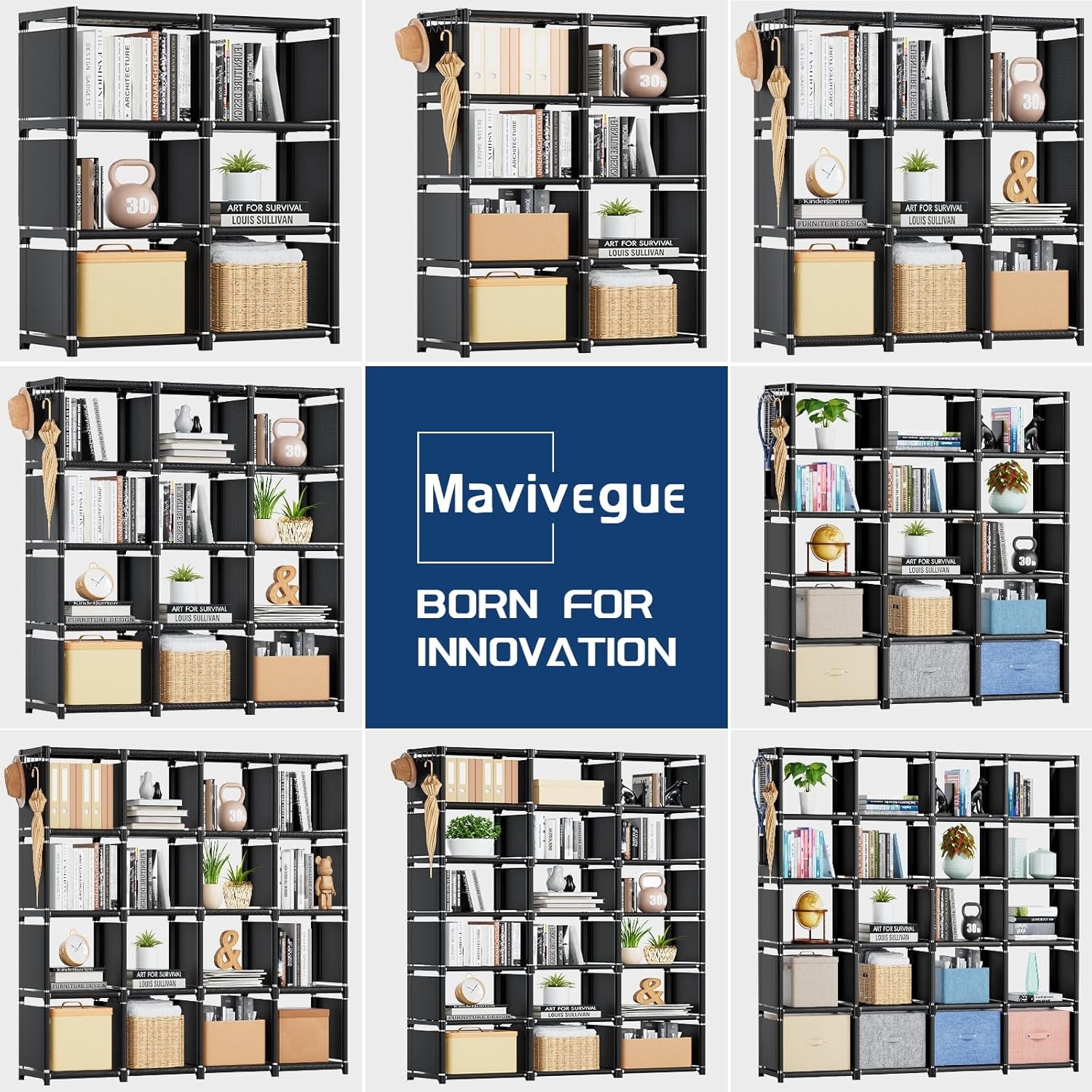 Mavivegue Bookcase 18-Cube Extra Large Book Shelf DIY Cube Storage Organizer