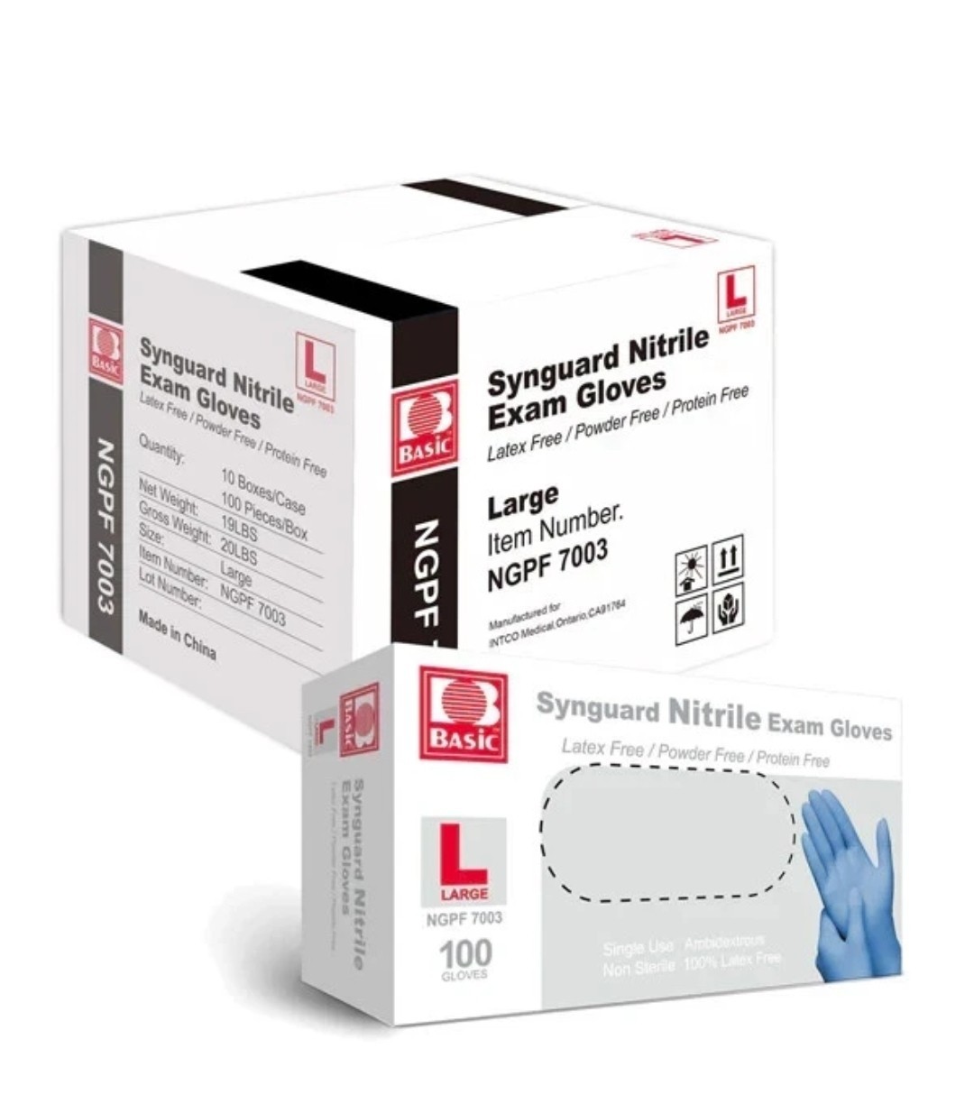 10 pack off 100 Disposable Synguard Nitrile Exam Gloves Latex Powder Free