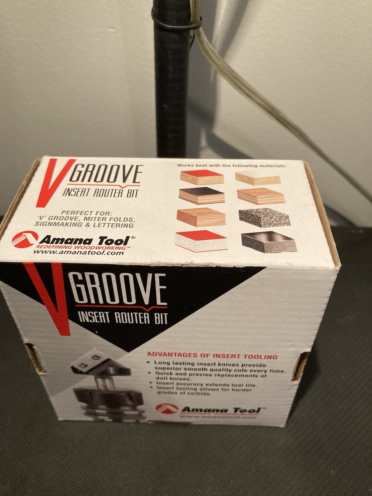 AMANA TOOL RC-1102 90° V-Groove CNC Insert Router Bit 1/2in Shank x 1-1/2in D V1