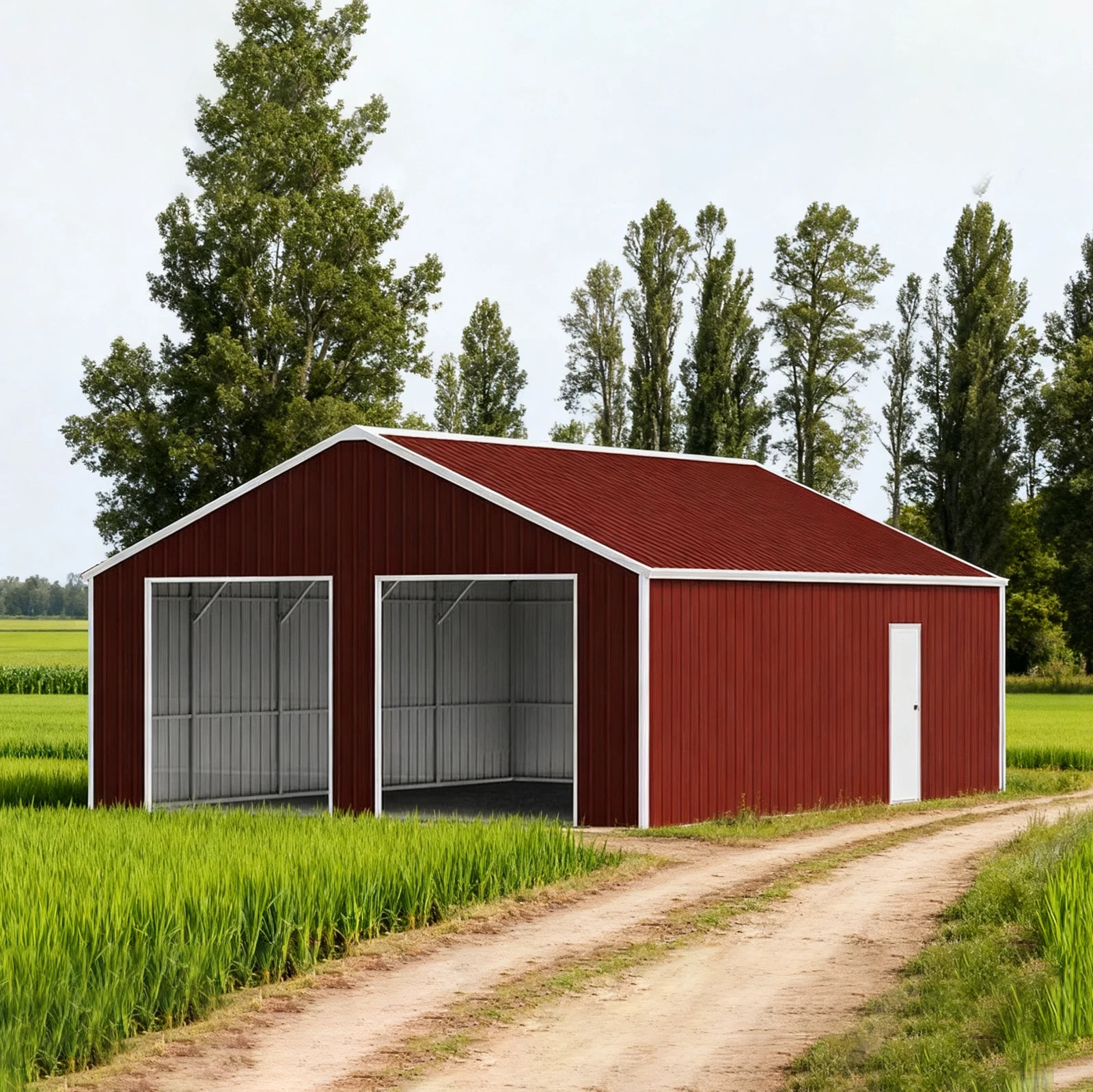 33′ x 25′ x 14′ Metal Car Garage/Outdoor Storage Shed/Heavy-Duty Steel Barn