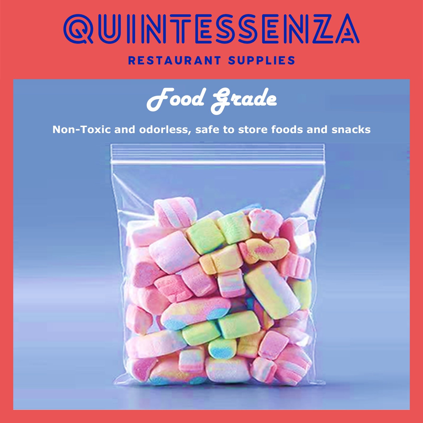 4” x 4” = 6 Mil Thick Clear Zipper Reclosable Poly Bags by Quintessenza