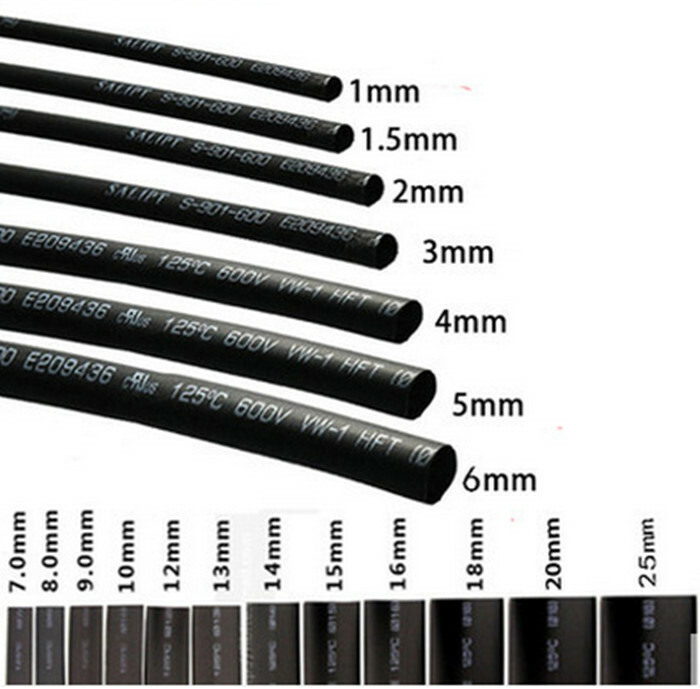 15ft Heat Shrink Tubing Tube Black 0.6/0.8/1/1.5/2/2.5/3/4/5/6/7/8/9~10mm 2:1