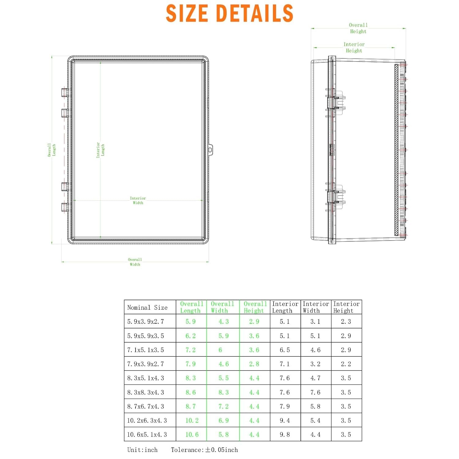 Electrical Junction Box, IP67 Waterproof Outdoor Box ABS Plastic Enclosure with