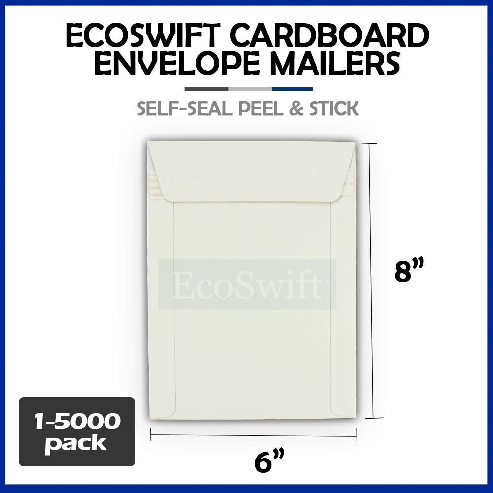 1-5000 6 x 8 EcoSwift CD/DVD Self Seal Photo Ship Flat Cardboard Envelope Mailer