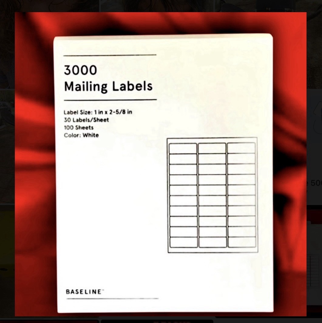 5 PACKS Baseline Blank Address Mailing Labels 3000 Per Pack Size 1”x 2-5/8″