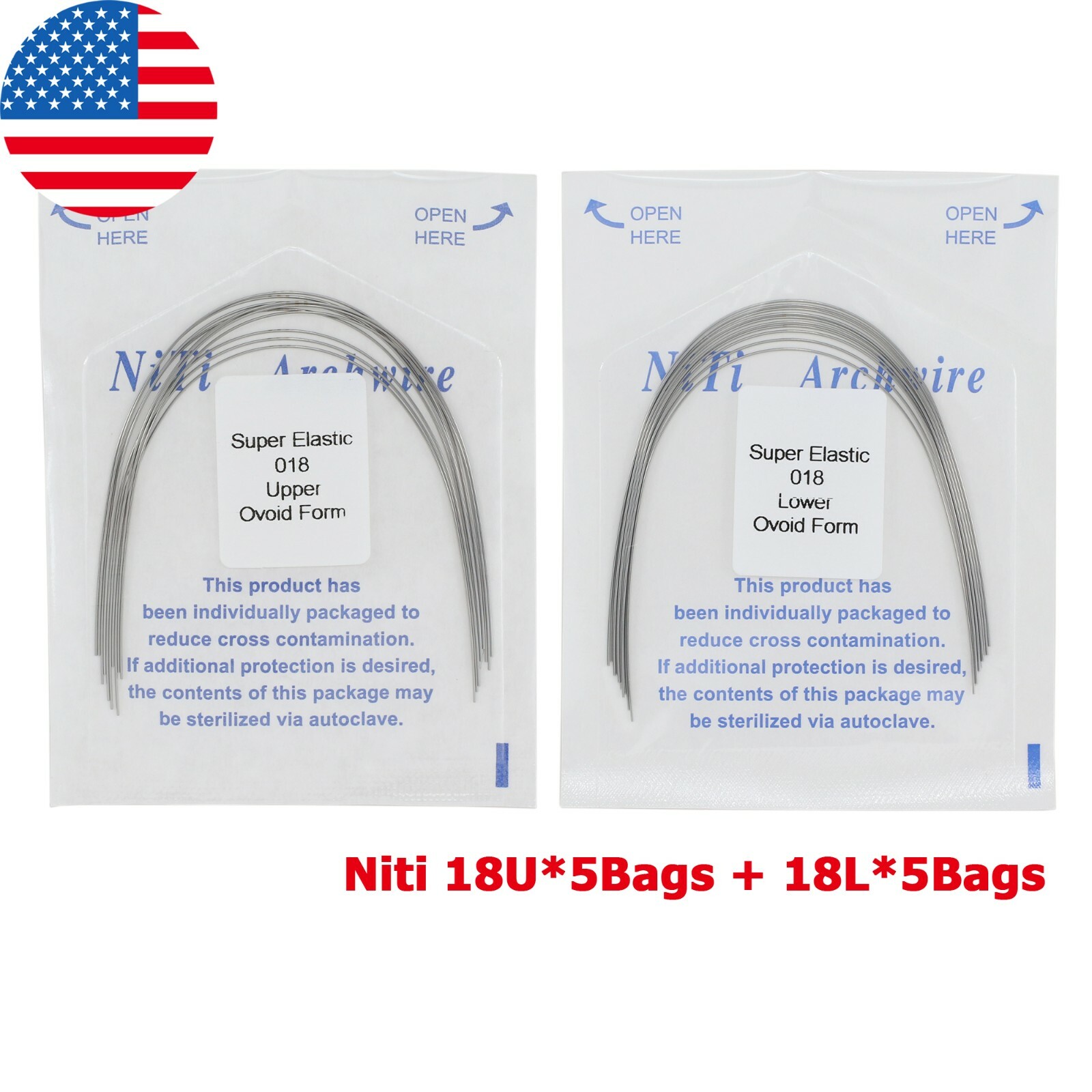 100PCS Dental Orthodontic Arch Wire Niti Stainless Steel Round Rectangular Ovoid