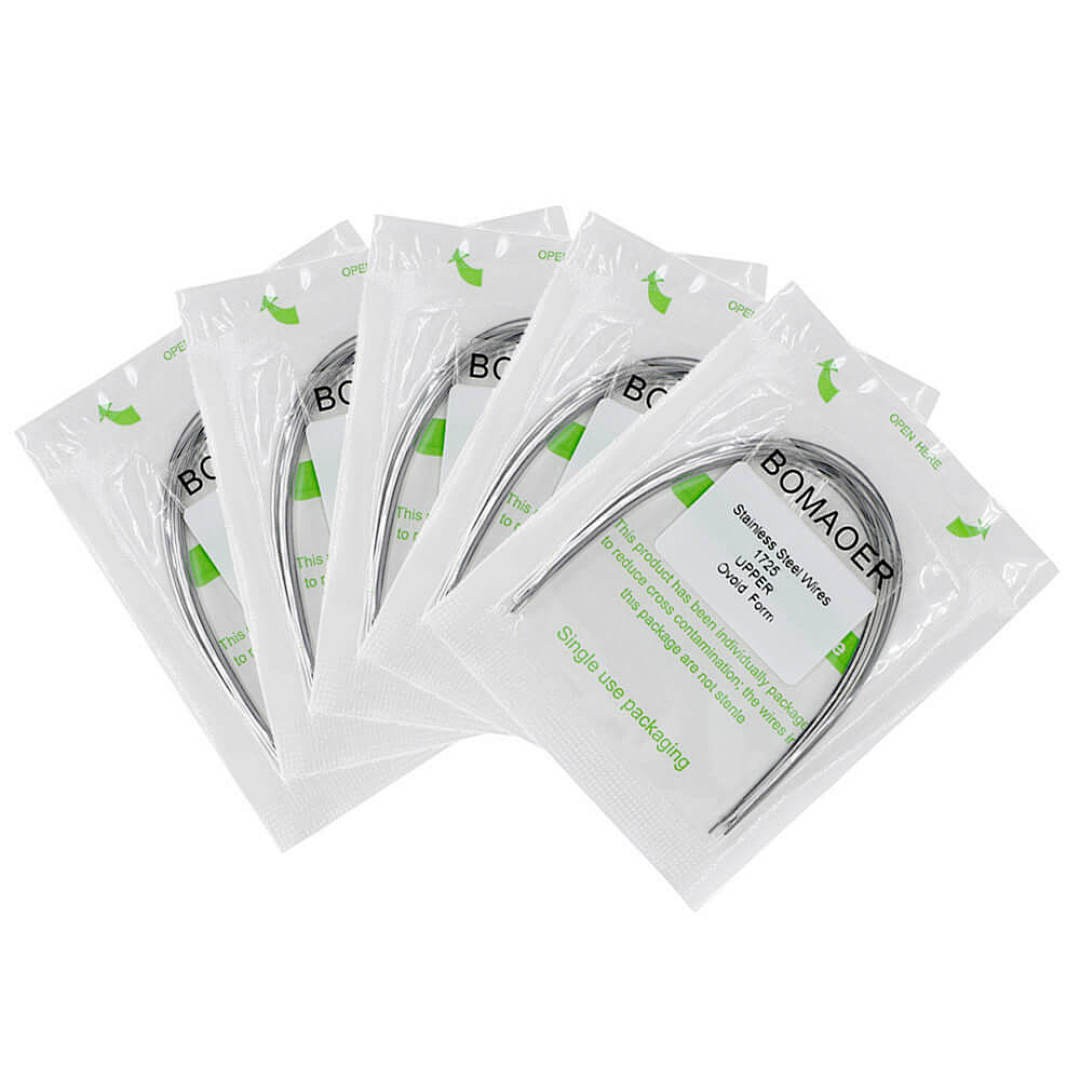 30×Dental Ortho Stainless Steel Rectangular Arch Wire Ovoid Form 17×25 Upper