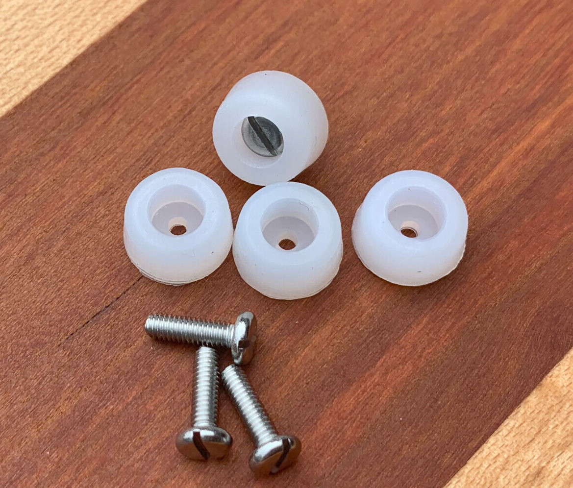 Extra Small 3/8″ DIA Rubber Bumpers with Stainless Steel Screws (Black or Clear)