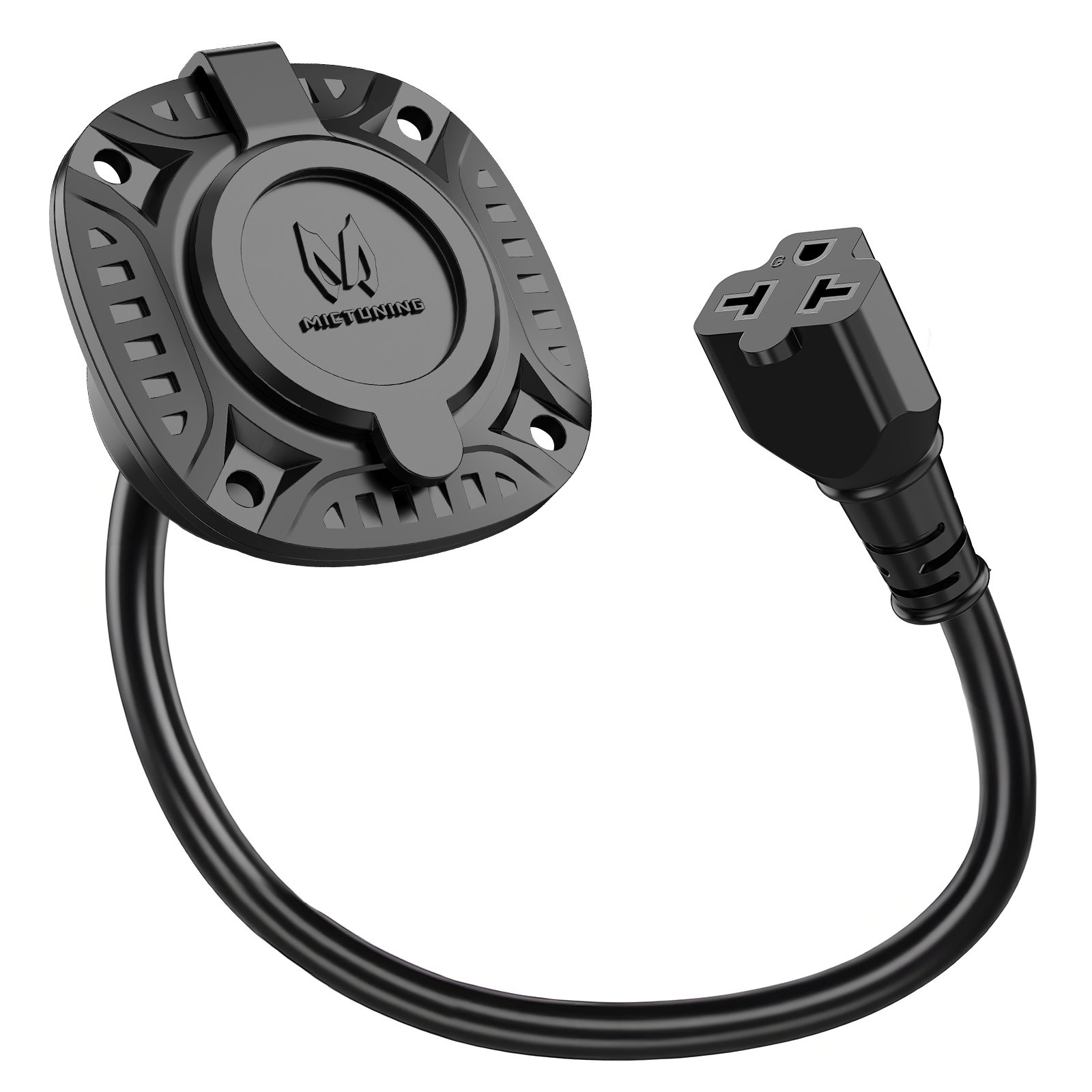 15A 125V AC Port Plug, 12AWG RV Shore Power Inlet Plug w/18” Extension Cord