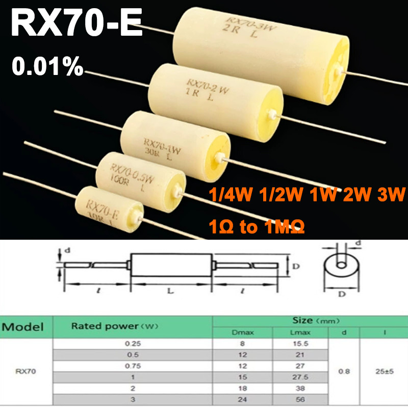 RX70-E 0.01% High precision Instrumentation Sampling Resistor 1/4W 1/2W 1W 2W 3W