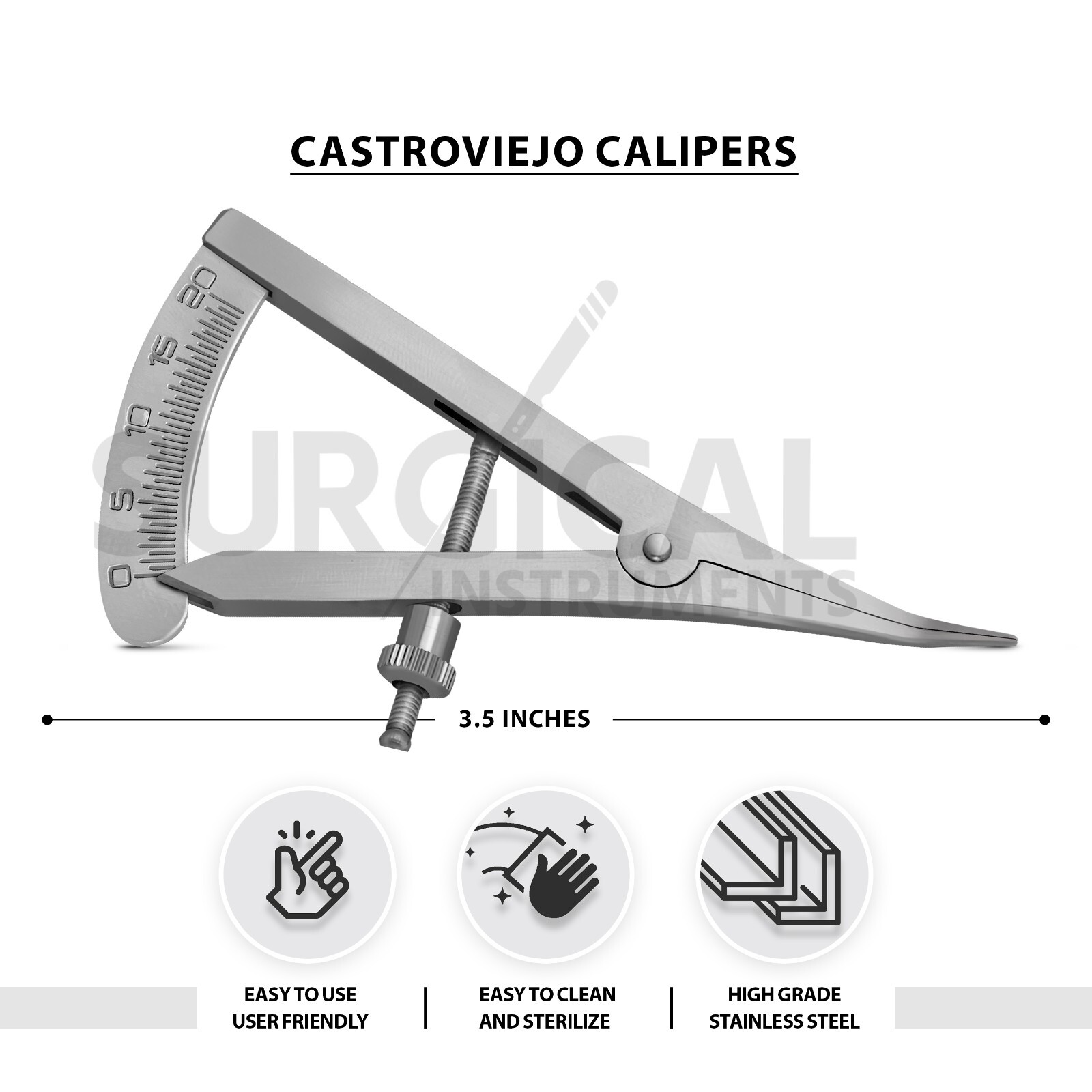Angled Castroviejo Caliper 0 TO 20 MM 3.5″ (8.89cm) Surgical Dental Instruments