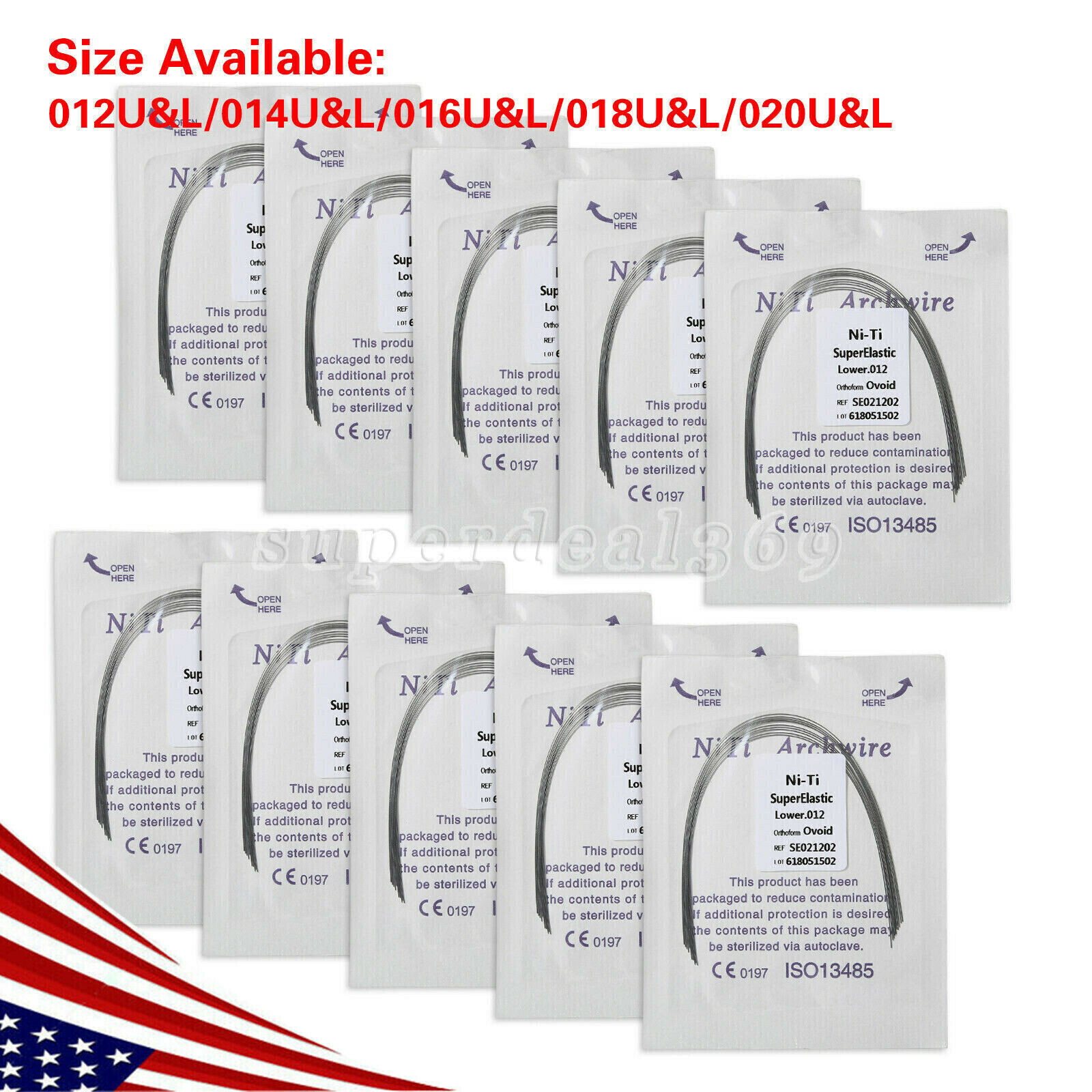 10PCS Dental Orthodontic Niti Reverse Curve Round Arch Wire Super Elastic Wires