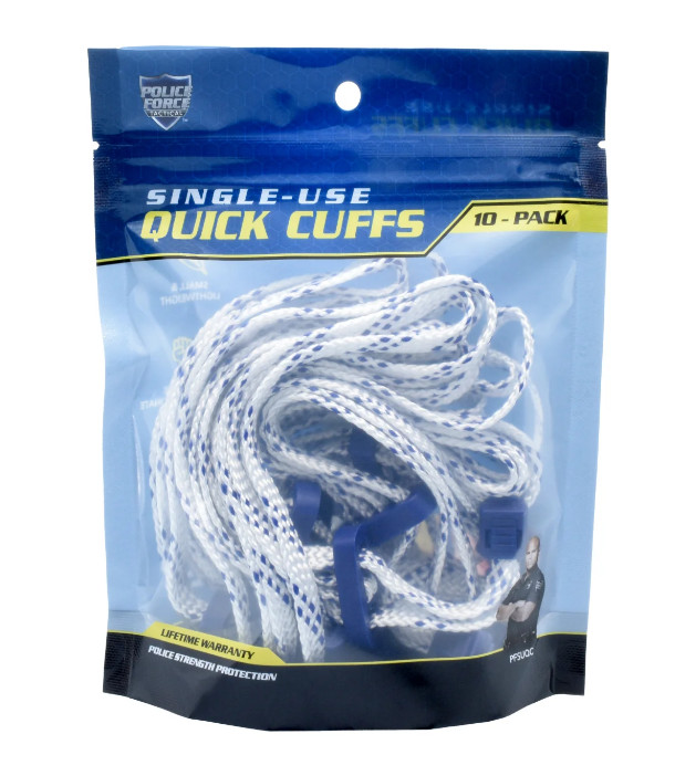Quick Cuffs Police Force Single Use Pack of 10 Handcuff Restraint