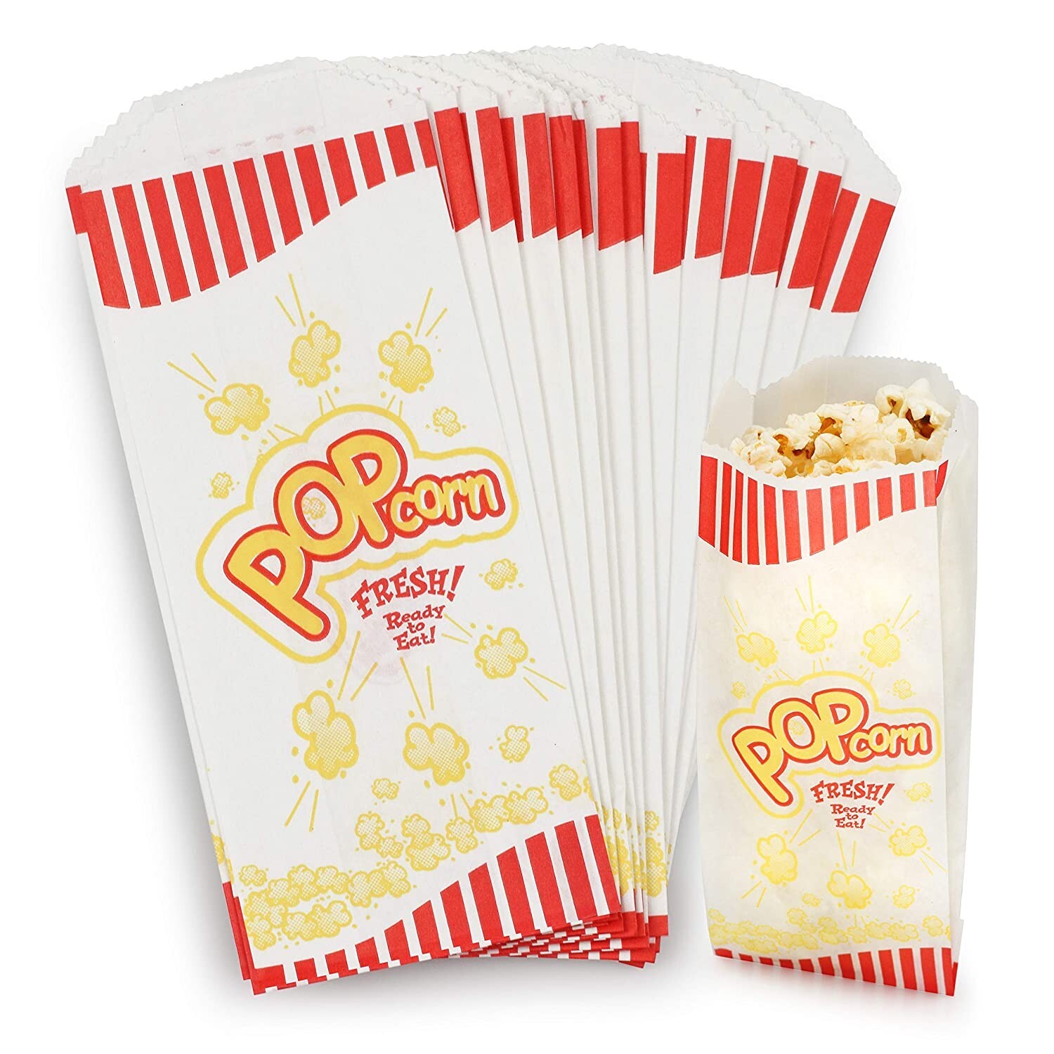 MT Products 1 oz Small Carnival Paper Popcorn Bags 8″ x 3.5″ – Pack of 100
