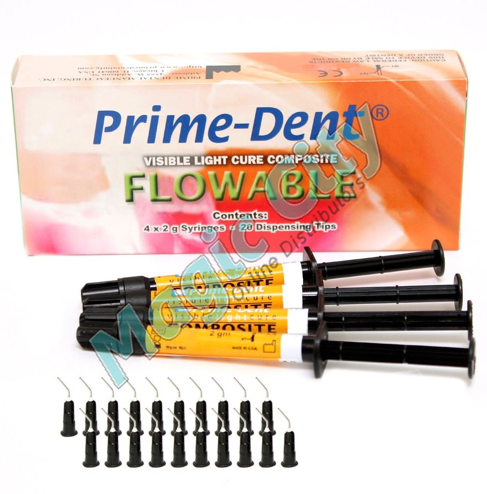 Prime-Dent Flowable Light Cure Dental Composite 4 Syringe Kit – A3 #004-010A3