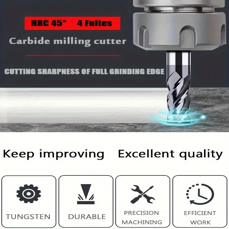 5PCS 1/2 ” 4 FLUTE LONG CARBIDE END MILL – TiALN COATED