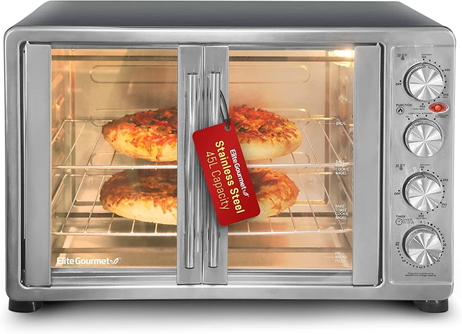 Convection Oven French Door Toaster Oven 18 Slice Rotisserie 45L Stainless Steel