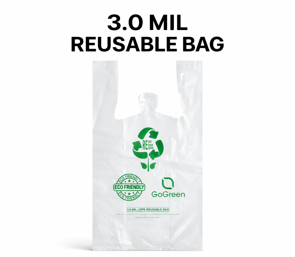 Extra Heavy Duty 1/6 21 x 6.5 x 11.5 3.0 mil T-Shirt Plastic Grocery Shopp Bags