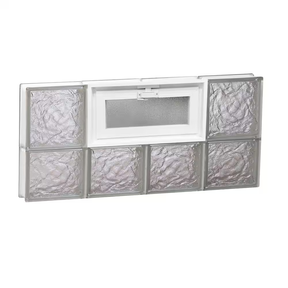 31 In. X 13.5 In. X 3.125 In. Frameless Ice Pattern Vented Glass Block Window