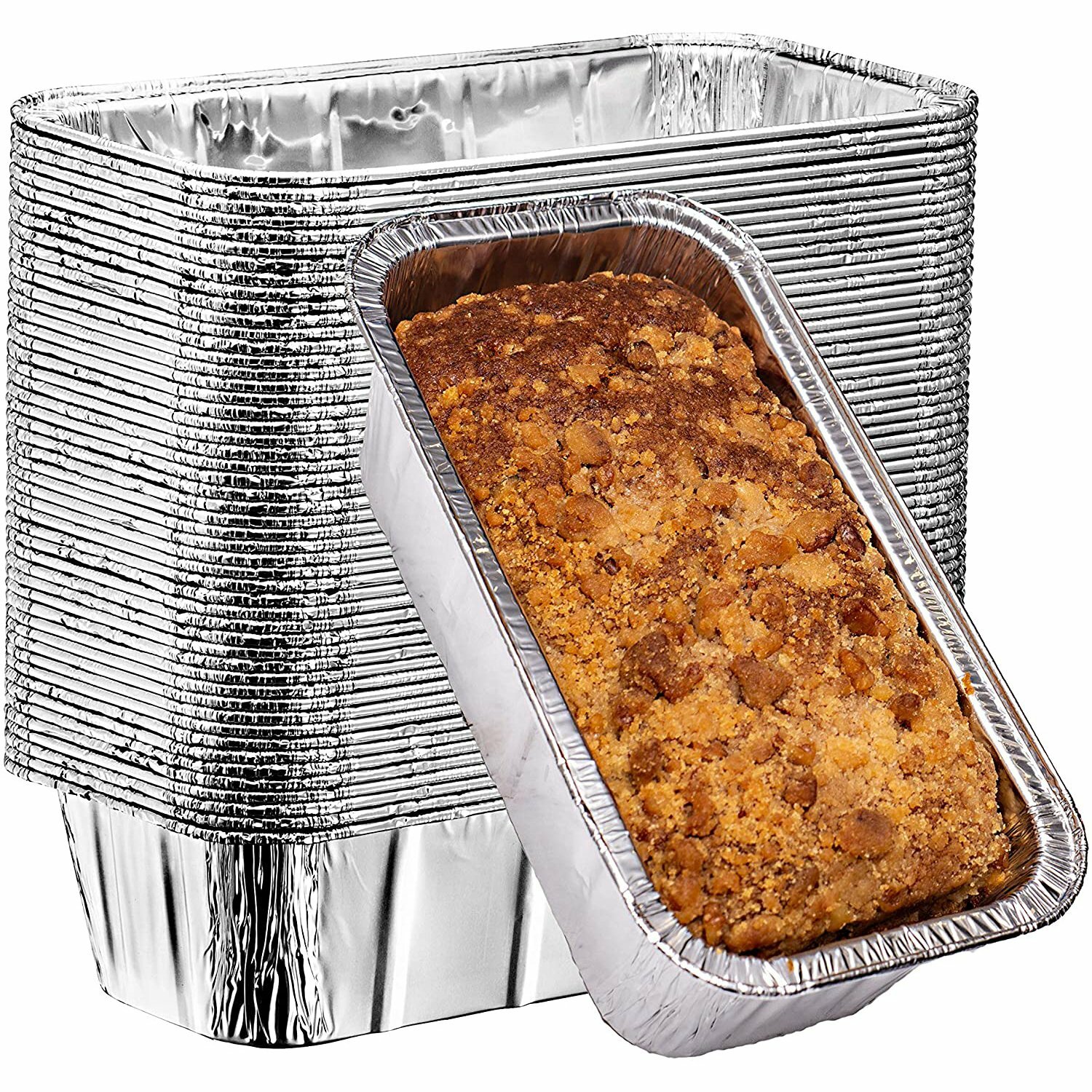 2 Lb Disposable Aluminum Loaf Pan With No Lids 100% recyclable 8.5″ X 4.5″ X2.5″