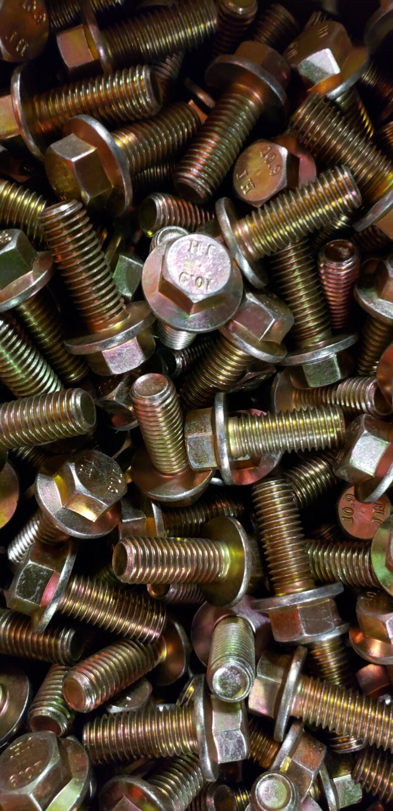 M8-1.25 X 20MM 10.9 Hex Flange Bolt Yellow Zinc Coarse Thread