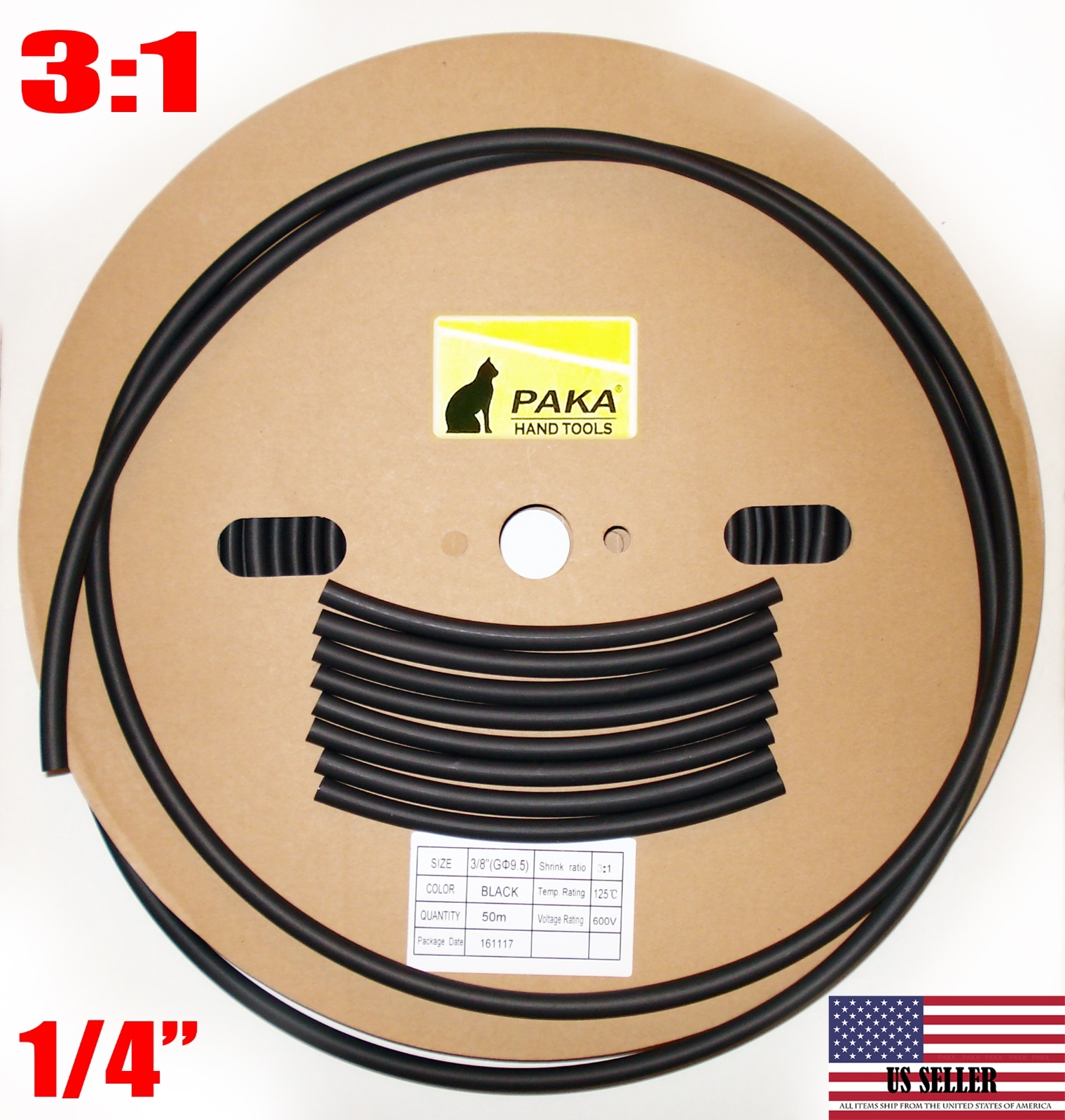 30 FEET – 1/4″ (6.4 mm) DUAL WALL Black Heat Shrink Tubing 3:1 Glue Lined Tube
