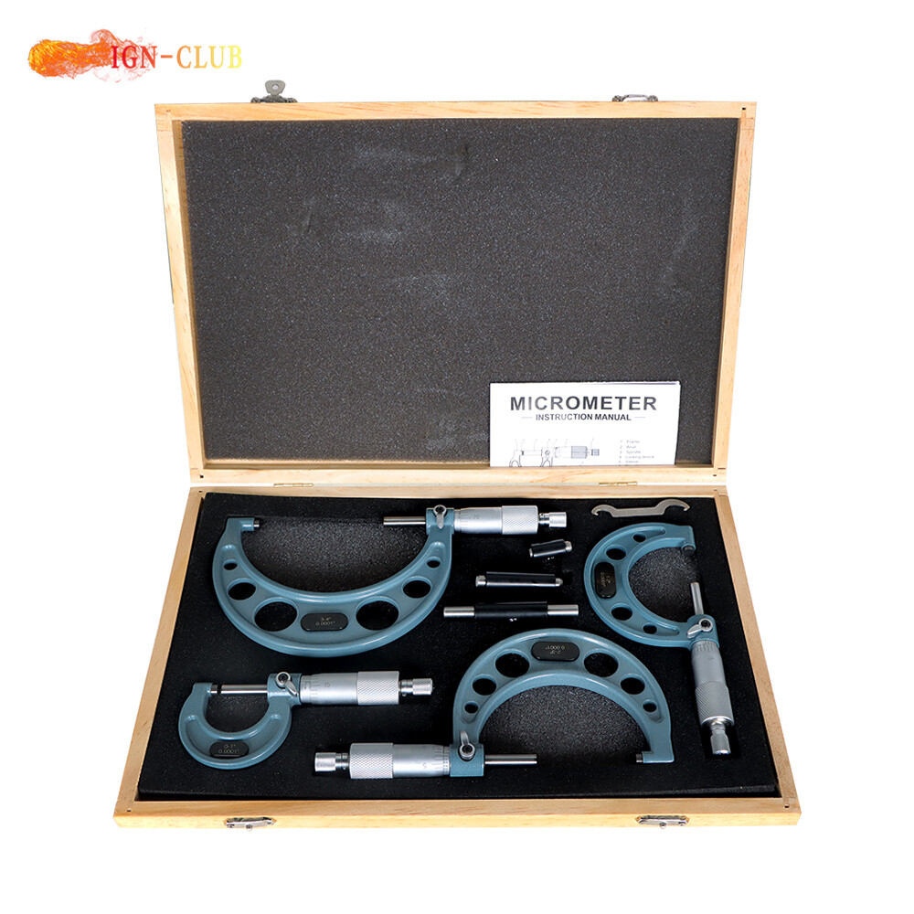 Premium Outside Micrometer Set 0-4″/0.0001″ Machinist Tool Precision Carbide Tip
