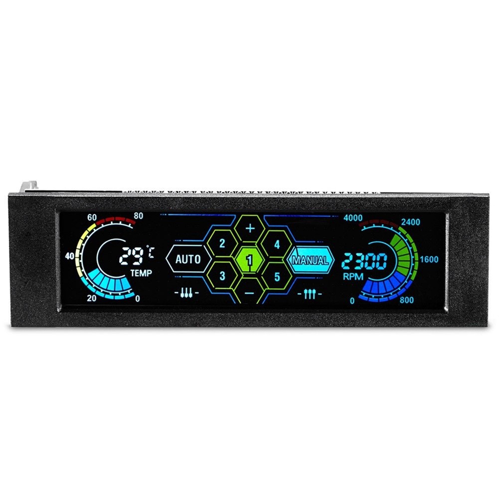 5.25in Touchscreen LCD 5 Way Fan Speed Controller Computer Cooling8459