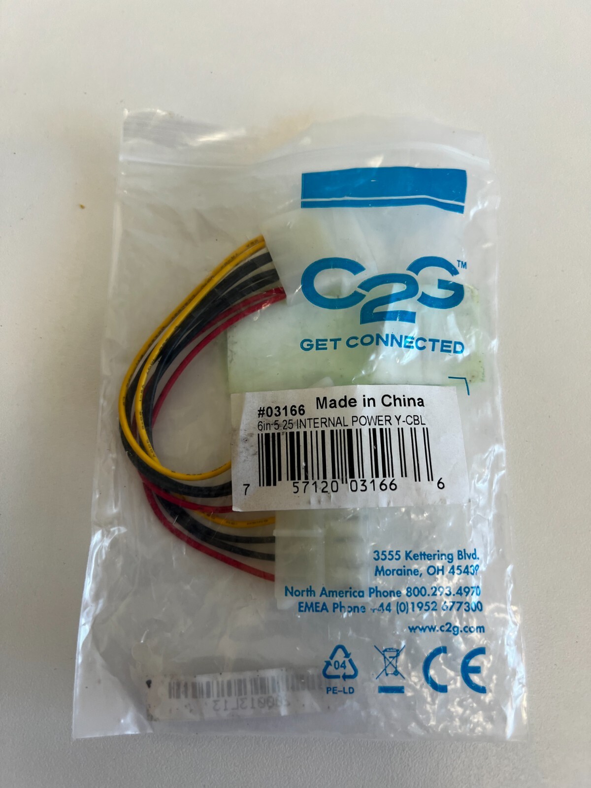 AA2: C2G 03166 C2G 6in One 5.25in to Two 5.25in Internal Power Y-Cable – 6″