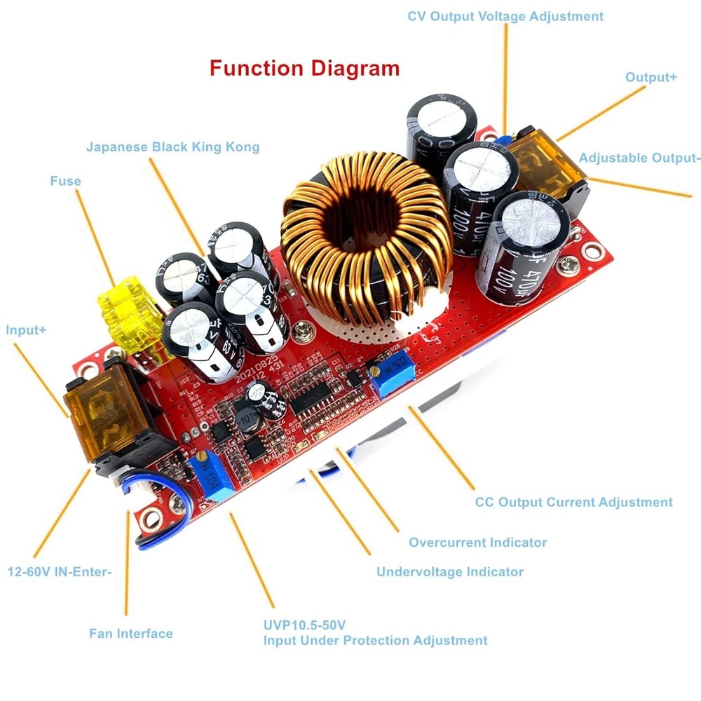 1200W 20A/1500W 30A/1800W 40A DC-DC Converter Boost Step-up Power Supply Module