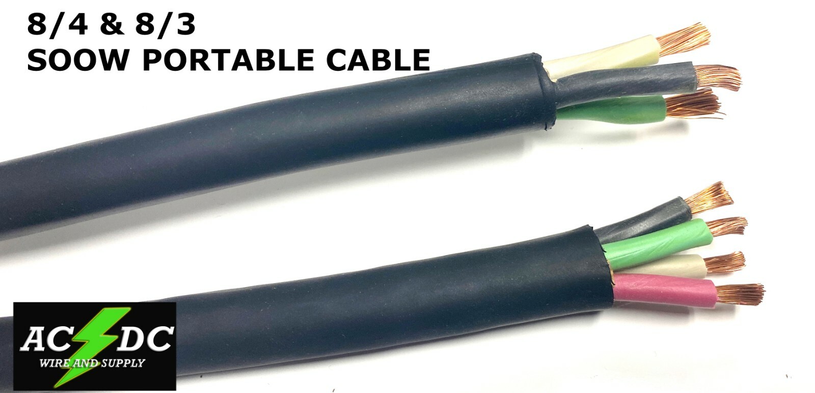 8/3-8/4 or 6/3-6/4 8 Gauge 6 AWG SOOW Cable Wire Cord Portable Power 600V USA