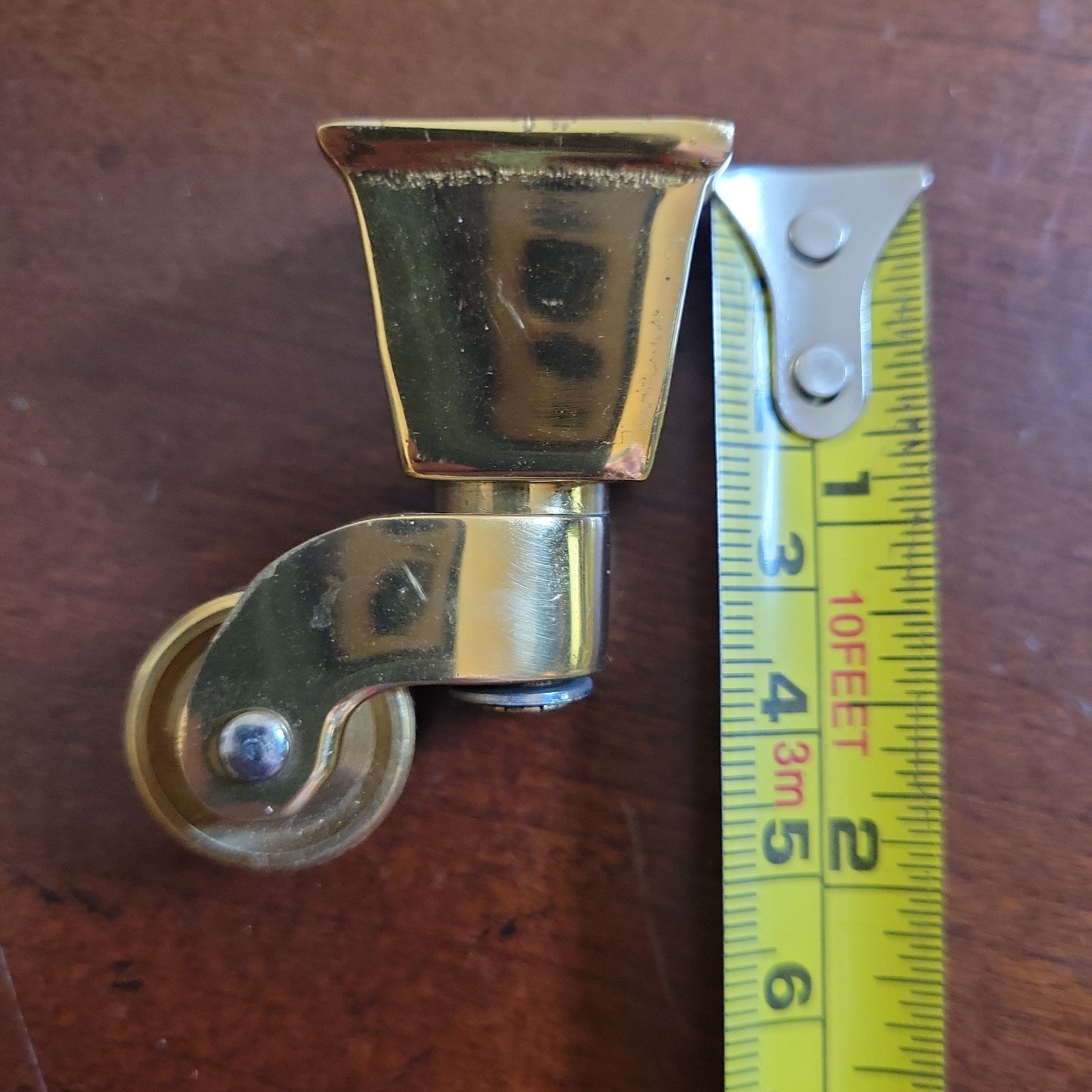 Set of 3 Brass Swivel Casters w Screws EXTRA Small 3/4″ Square Cup 2″ Tall Appx